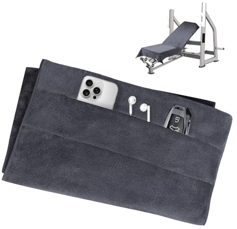 Carehabi Fitness Handtuch 120x50cm Mikrofaser Sporthandtuch Handtuch Fitnessstudio mit Reißverschluss Tasche für Yoga Training Sport Outdoor