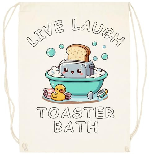 Oldrytee Bain Grille-Pain Live Laugh Sac D'entraînement En Coton Beige Gym Sack