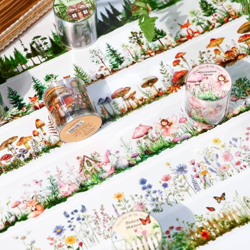 HAIYUU Washi Tape PET Sticker, 6 Rollen Scrapbook Stickers Journaling Scrapbooking Zubehör Stickers Transparent Scrapbook Junk Journal Zubehör Accessories for Scrapbooking,Bullet Journals,Planners