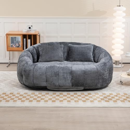 LIFEISLE Sitzsack Sofa 2 Sitzer Couch aus zerkleinerten Schwamm, 145CM Breit Loungesesse, Bean Bag Sessel Wohnzimmer Schlafzimmer Gästezimmer Kinderzimmer Grau