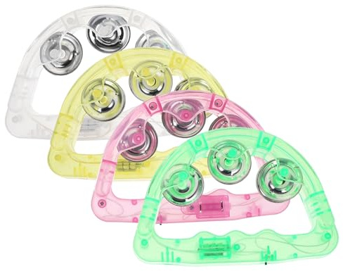 Hohopeti 8 Stück LED Tamburine Blinkende Handglocken aus Kunststoff Leicht und Tragbar für Riegel und Weihnachtsfeiern Geeignet Zufällige Farbe