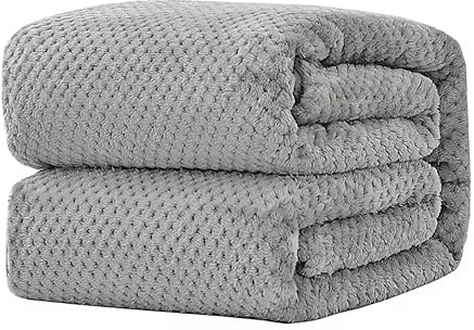 Home Premium style Throws for Beds Double, Soft Cosy Warm Throws for Sofas Honeycomb Waffle Throw Blanket Lightweight Fluffy Faux Fur Throw Winter Fleece Blanket, Grey - 150 x 200cm