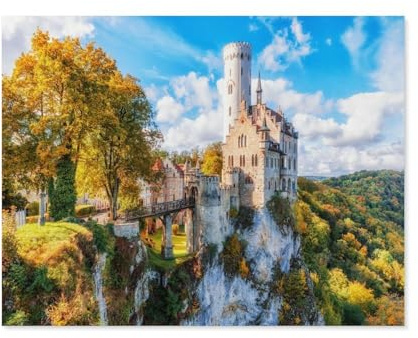 Papier Puzzle 1000 Pieces，Deutschland, Schloss Lichtenstein in Baden-Württemberg，Adult Toys Dekompressionsspiel（38x26cm）-B80