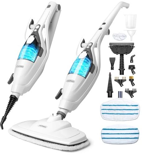 VonHaus 10-in-1 Steam Mop – 1500W Floor Steamer & Handheld Steam Cleaner, Multi-Surface Chemical-Free Cleaning Electric Mop, 3 Steam Levels, 180° Swivel Head, 7m Power Cord, 400ml Tank & Attachments