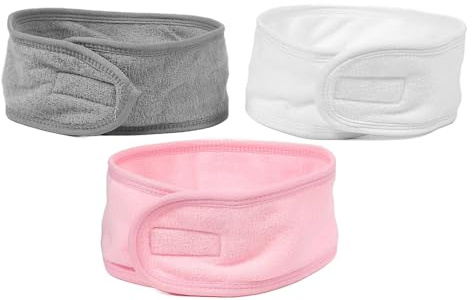 Ciieeo Lot de 3 Bandeaux Doubles en Coton pour Femmes, Lavables et Polyvalents, pour Soins Postnataux, Maquillage et Coiffure, Tissu Doux et Respirant