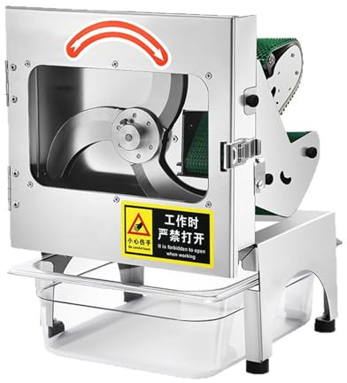 Máquina cortadora de verduras comercial, cortador eléctrico automático de verduras y frutas de 200 W con cinta transportadora, ajustable de 1 a 35 mm de grosor, corta hasta 400 libras/h