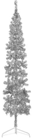 Generisch Künstlicher Halb-Weihnachtsbaum Ständer Schlank Silbern 210 cm,Heim Garten,Dekoration,Festtags-Dekoartikel,Weihnachtsbäume-344597