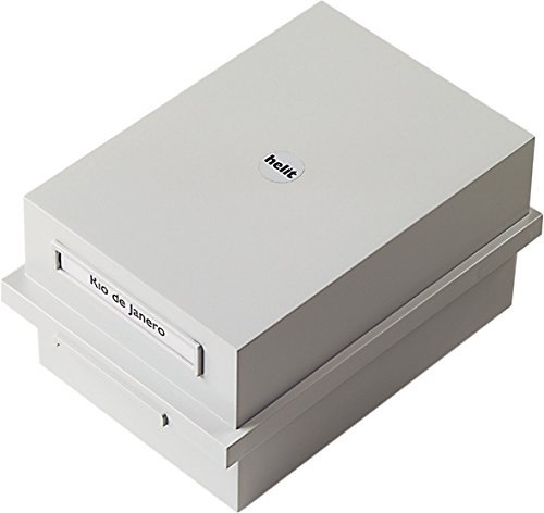 helit H6212282 - Karteikarten Box „the admin“ DIN A6 quer, inkl. Schwenkstütze, Karteikasten lichtgrau