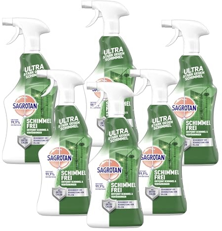 Sagrotan Schimmel Frei – Schimmelentferner für eine gründliche Oberflächenreinigung – 6 x 750 ml Sprühflasche