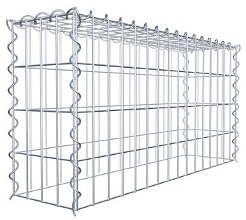GABIONA Cesta de piedra de gavión rectangular, malla de 5 x 10 cm, profundidad de 20 cm, cesta de cultivo tipo 3, cierre de espiral, galvanizado (80 x 40 x 20 cm)