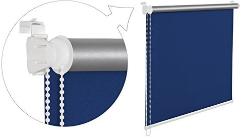 KS Handel 24 THERMOROLLO VERDUNKLUNGSROLLO 95x200 cm BLAU FENSTERROLLO MIT THERMOBESCHICHUNG 100% ABDUNKLUNG INKL. SEILZUGHALTER