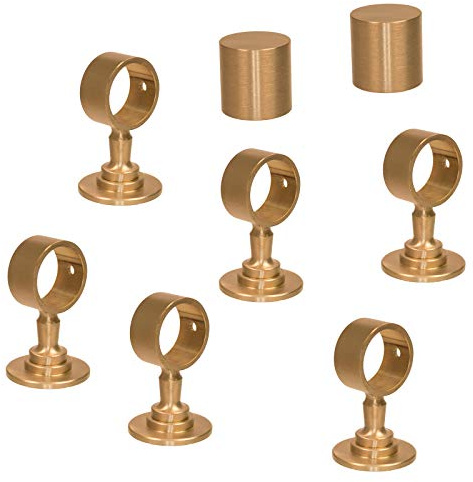 2 Endkappen und 6 Seilträger Messing matt für 30mm Handlaufseil