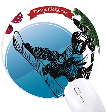 Wintersport Skiillustration Muster rund um Gummi Maus Pad Weihnachtsbaum Mat