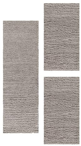HomebyHome Bettumrandung Schlafzimmer 3 teilig Teppich Beige - Waschbarer Bettumrandung Teppich Läufer Set Extra Flauschig Bettvorleger Schlafzimmer Bettset:2 St. 60x110 cm | 1 St. 80x250 cm