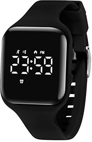Digital Sports Watch, Fitness Tracker with Pedometer Step Counter Vibrate Alarm Calorie Distance Stopwatch Exercise Waterproof Rechargeable Walking Outdoor Silicone Wrist Watches for Boys Kids