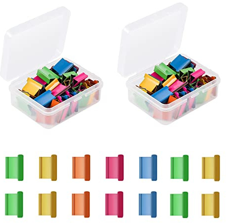 KINBOM 100 Pezzi Clam Clip, Clip Carta Metallo Clip per Raccoglitori Rilegatura da Lavorare con Dispenser per Clip per Vongole per Carta Fissa Fogli Mobili Scrivania Ufficio Casa Scuola (Colorato)