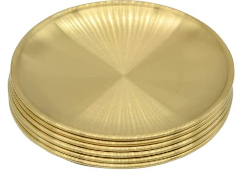 Rundes Schmucktablett, 17 cm, goldfarben, Edelstahl, zum Servieren von Tabletts, Handtüchern, Geschirrteller, Tee, Obst, Kosmetik, Schmuckteller, dekoratives Ablagetablett (17 cm, Gold), 6 Stück
