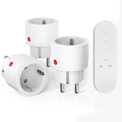 SURNICE Enchufe con mando a distancia, alcance de 80 m, 10 A, 2300 W, con mando a distancia, juego de mini interruptor remoto programable, para decoración de interiores, electrodomésticos