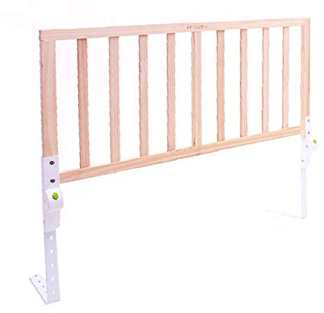 HAPPLiGNLY Baby Bettgitter Bettgitter Stoßfänger, herunterklappbares Kinderschutzgitter aus Holz, höhenverstellbar für Einzelbetten, Kingsize-Bett, 1 Packung, Holzfarbe, 150 * 41 cm
