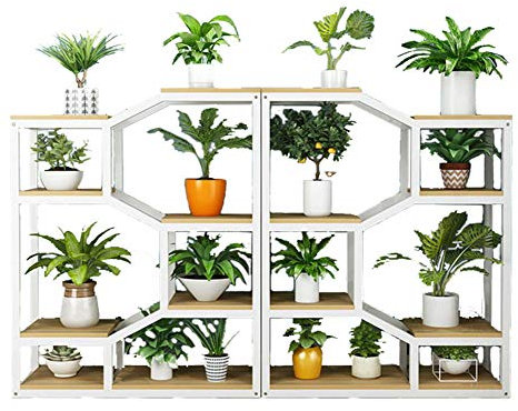 AFLCIO 5-stufiger Pflanzenständer, Metall-Pflanzenständer, mehrere Blumenständer, Indoor-Outdoor-Pflanzen-Display-Regal für Terrasse, Garten, Ecke, Balkon, Wohnzimmer (2 Sets), Weiß