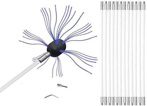 Chimney Brush-Electric Drill Drive Kits D'outils De Nettoyage Avec Tiges Flexibles En Nylon 6/8/10/12 Cheminée Poêle À Granulés Outils Kit De Brosse De Ramonage De Cheminée Kit Brosse de Cheminée ( Co