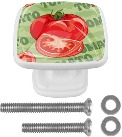 suojapuku Pomello quadrato per mobile, confezione da 4,pomodoro,Ferramenta per armadietti da cucina per maniglie per cassettiere e cassettiere