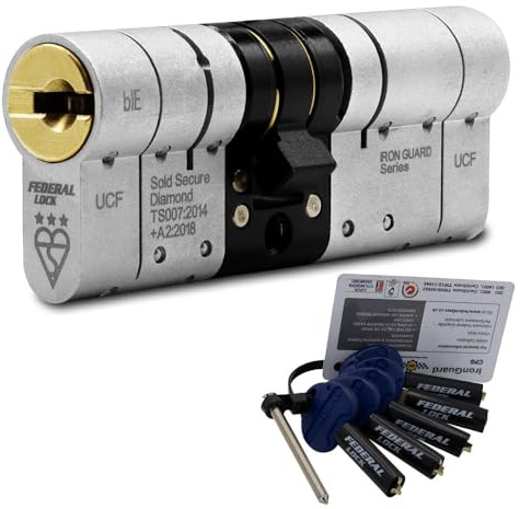 Federal 3 Star Euro Cylinder Door Lock TS007 Diamond Secure Anti-Snap Dual Finish 5 Keys - 10 Year Guarantee 45/50