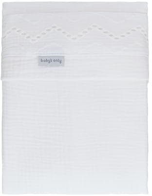 Baby's Only - Baby Bettlaken Calm - Bettwäsche mit Stickerei - Babybettwäsche für Mädchen - Musselin bettwäsche - Weiß - 80x100 cm - 100% Baumwolle