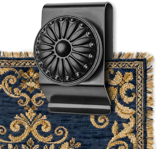 Tapestry Wall Hanging Clamps 4 Pack Textile Art Decoration Wall Hangers Durable Metal Clips for Hanging Rugs Carpet Wall Display (Black)
