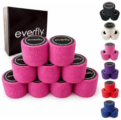 Everfly Tape Crossfit – Hook Grip, Halterofilia y Cross Training – 9 Rollos | Rosa | Esparadrapo deportivo de óxido de zinc 5 × 4,5 m para pulgares y dedos.