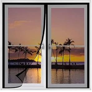 Magnetisches Moskitonetz-Fenster, Insektenschutzvorhang, 60 x 150 cm, Anti-Fliegen-Vorhänge mit magnetischer automatischer Schließung für Fenster, Türen, Balkon, Wohnzimmer, Schwarz