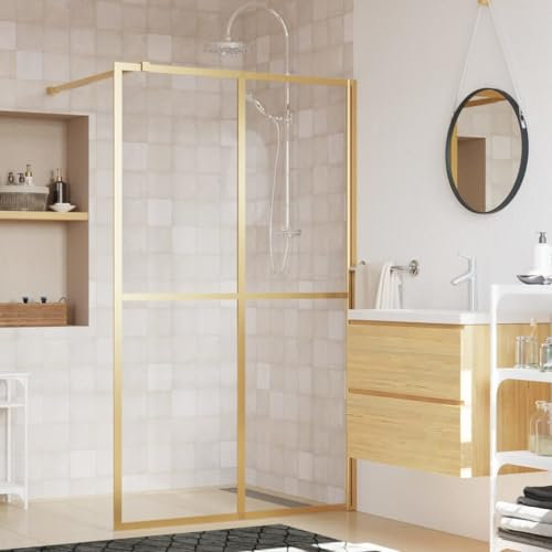 Duschwand für Begehbare Dusche ESG Klarglas Golden 118x195cm, CIADAZ Duschrückwand, Duschabtrennung, Glaswand Dusche, Duschglaswand, Duschtrennwand