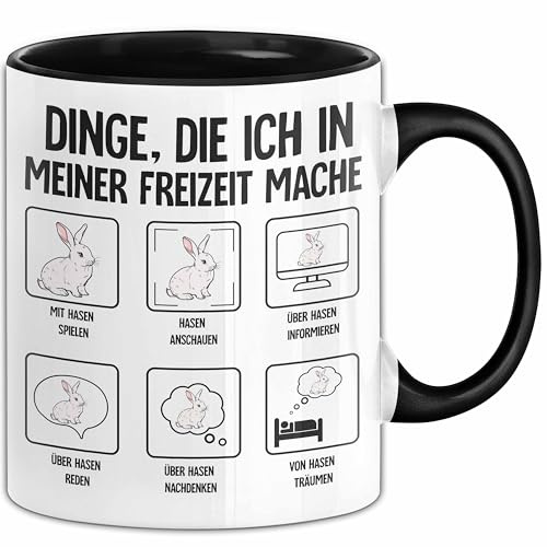 Dinge Die Ich In Meiner Freizeit Mache Hasen Tasse Geschenk Hasen-Besitzer Geschenkidee (Schwarz)