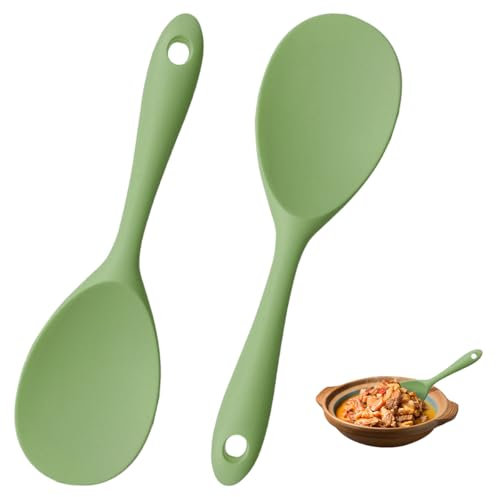 Cucchiaio di Riso in Silicone, 2 Pezzi Paletta Antiaderente, Paddle da Cucina per Riso, Purè di Patate, Mescolare