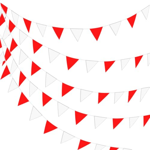 1 Satz (150 Stück) Rote Und Weiße Wimpel, Dreieckige Wimpelflaggen, Sicherheitswarnflaggen, Auffällige Flaggen Und Banner, Partydekorationen, Hintergrunddekorationen Für Veranstaltungen