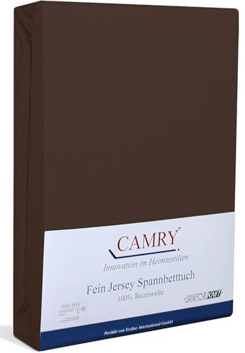 Camry Spannbettlaken Topper 180x200cm Dunkelbraun Baumwolle Bettlaken Jersey Spannbetttuch Oeko-Tex 100