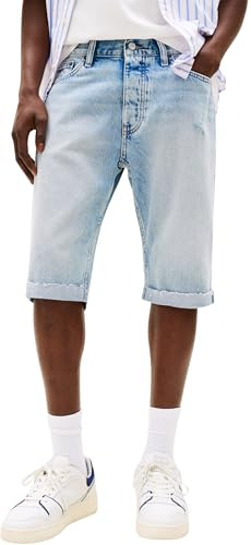 Tommy Jeans Vaqueros Cortos Hombre Ryan Tapered Fit, Azul (Denim Light), 34W