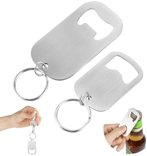 2 Stück Flaschenöffner Schlüsselanhänger, Edelstahl Bierflaschenöffner Bottle Opener Keychain Schlüsselanhänger Bieröffner für Bier Dosen Küche Bar Pub Restaurant Geschenk (2 Größe)