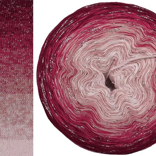 Glitzer Farbverlaufsgarn Eisblume mit Glitzer 5, 4 oder 3 Fach Bobbel Wolle häkeln stricken strickgarn (Brombeere außen, 4fach - 200g/760m)