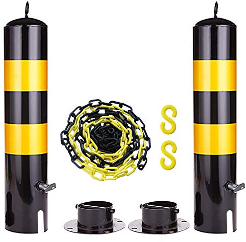 Robustes Sicherheitspoller und Kettenabsperrung, 2-teilig, Metallpfosten mit robuster Kunststoffkette, ideal für Parkplätze und Sicherheit im Freien, inklusive Aufhängering und beweglichem Sockel, 5 m