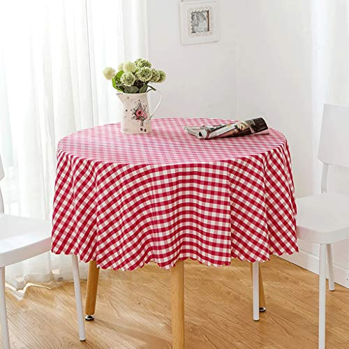 Rechteckige/längliche Tischdecken Modern Rot Und Weiß Kariert Waschbare Baumwollwäsche Auslaufsichere Esstischdecken for Runde Tische Drinnen Draußen Camping Picknick Kreistischdecke, 5 Farben Weihn