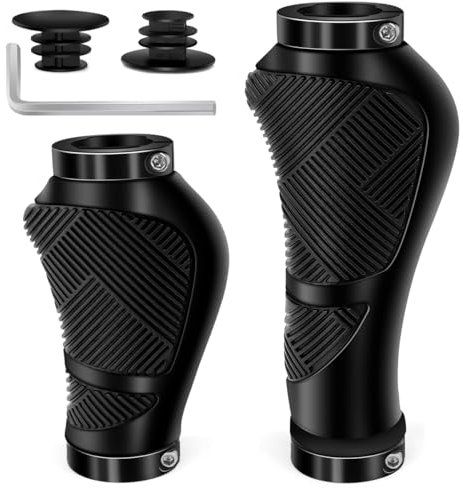 GOUNNU Cykelhandtag ergonomiska halkfria och stötdämpande cykelhandtag styre handtag MTB aluminium lås cykelstyre för 22,2 mm universell cykel BMX vägcykel E-cykel 130 mm + 90 mm