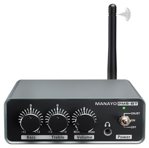 MANAYO Phono Preamplifier for Turntable with Bluetooth 5.3 Transmitter, Hi-Fi Stereo Audio Preamp with Bass Treble EQ, Phono/Line Mode Switch for Turntables, BT Speaker & Headphone