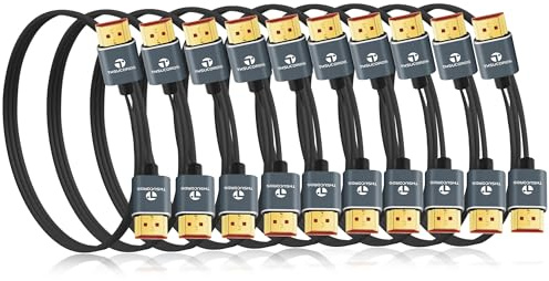 Thsucords Ultra Thin 8K 4K HDMI Cables 1M 10 Pack, Slim & Flexible Soft High Speed HDMI 2.1 Lead Support 4K@120Hz 8K@60Hz 48Gbps Compatible with Roku TV/HDTV/PS5/Blu-ray