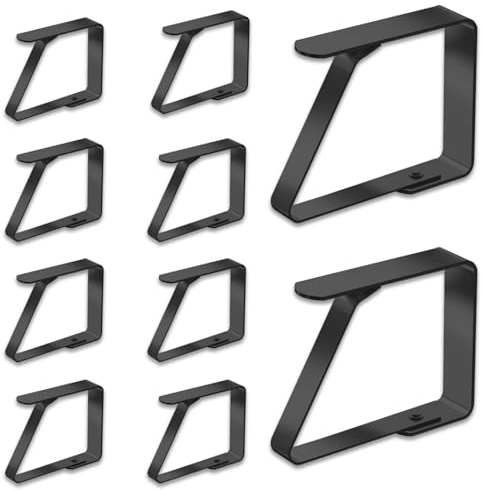 Jinpojun 10 Piezas Pinzas para Mantel de Exterior Acero Inoxidable, Sujeta Manteles de Mesa, Clips Elásticas Mantel para el Hogar, Fiestas, Picnics, Restaurante, Bodas, Buffets, Cenas, 5 x 4 cm