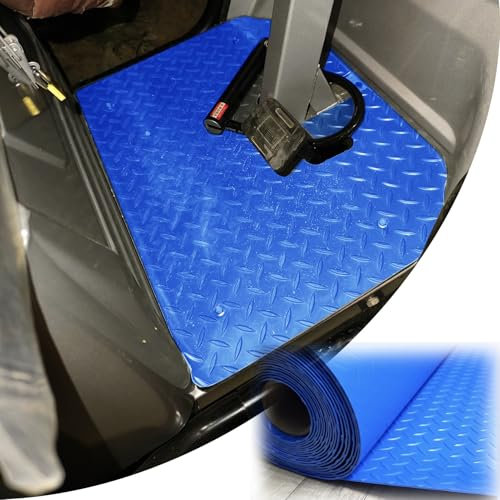 Rouleau de revêtement de sol en caoutchouc commercial/résidentiel – Petit tapis de plaque diamant en caoutchouc imperméable pour garage, 1 x 4 m, revêtement de sol en caoutchouc bleu durable, 0,5 m de