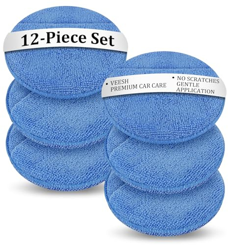 vsshe 12 Pcs Car Polishing Pads, Microfiber Car Detailing Pads, Reusable Wax Applicator Pad, Cars Polishing Sponge with Finger Cots, for Cleaning Automobile Glass Metal Home Workshop Use