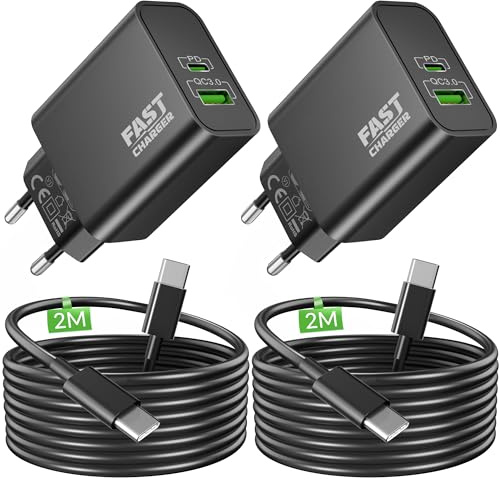 40W USB C Caricabatterie Rapido, 2-Porto Caricatore per Samsung Galaxy S25 S26 S24 S23 S22 Ultra A73 A56 A53, Cellulare Veloce Carica Batteria (PD-40W, QC-30W) Fast Charger + 2M Tipo-C Cavo Originale