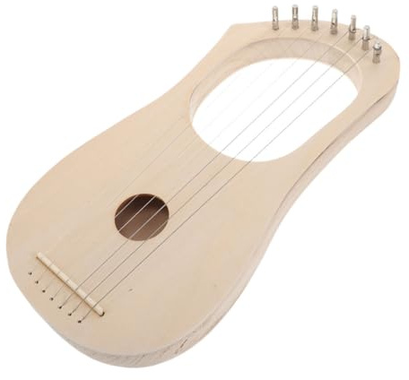 Bassleierharfe 7-saitig aus Massivholz für Erwachsene und Anfänger | Beige Oberfläche, Metallelemente, Traditionell Inspiriert, 1 Satz für Musikliebhaber und Freunde