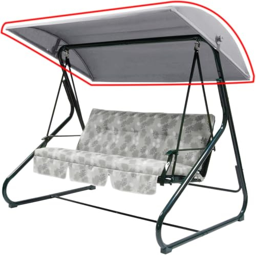 WingFly Replacement B&Q Colorado 3 Seater Garden Swing Hammock Canopy Top Cover Only, For Swing Garden Hammock Upgrade (194 X 124CM GREY)